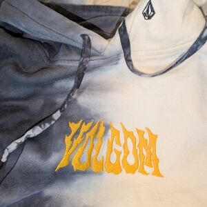 Volcom XL Split Tie Dye Hoodie Flame Logo Skater Streetwear Pullover